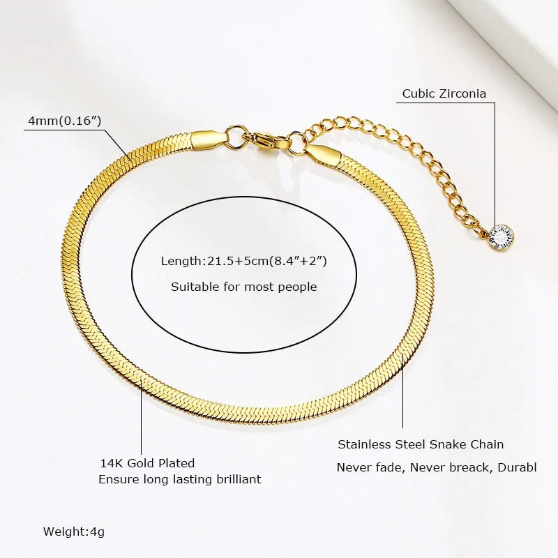 Adjustable Hypoallergenic Snake Chain Anklet