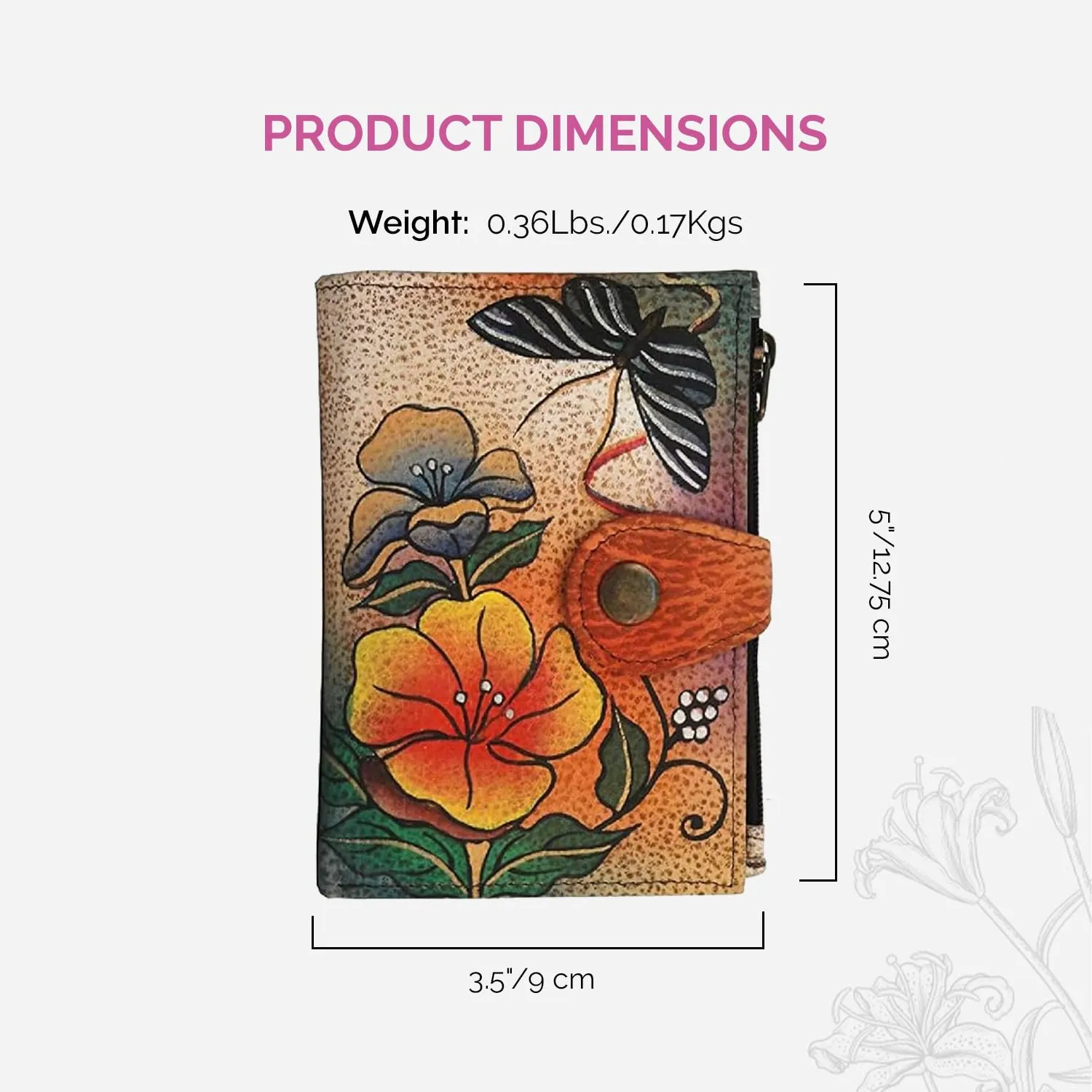 Anna by Anuschka womens Leather 1700 Hand Painted Original Artwork, Compact, Wild Flower, One Size US