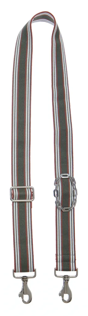 Bag Strap Lines multi olive - Silver Oval Chain