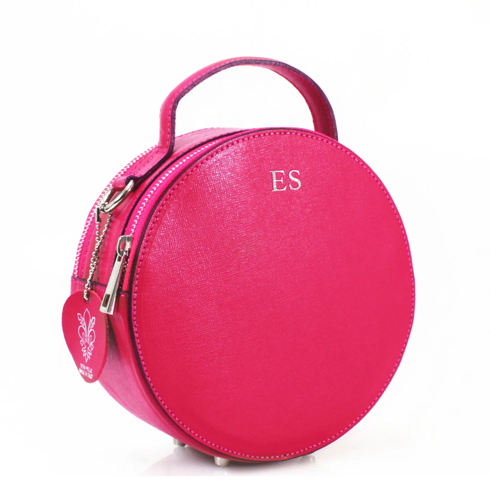 Carnaby Of London Carrie Silver Embossed Leather Circle Bag