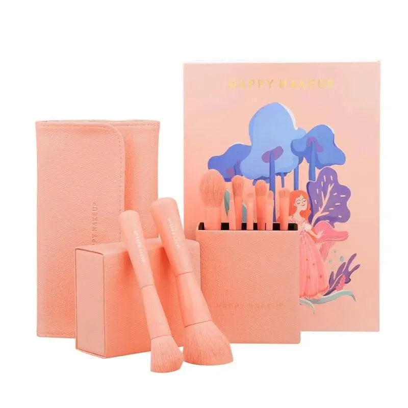 FEIYAN 9pcs Pink Makeup Brushes Set