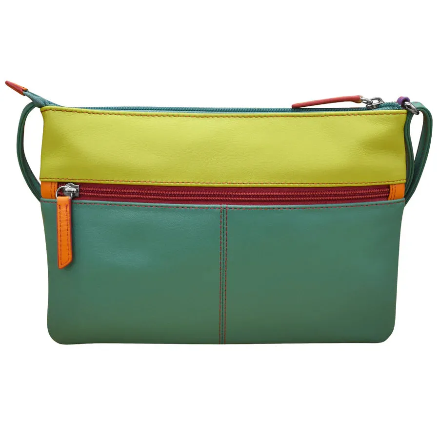 Handbag Double Zip Crossbody Bag Palm Beach Leather RFID Blocking 6028