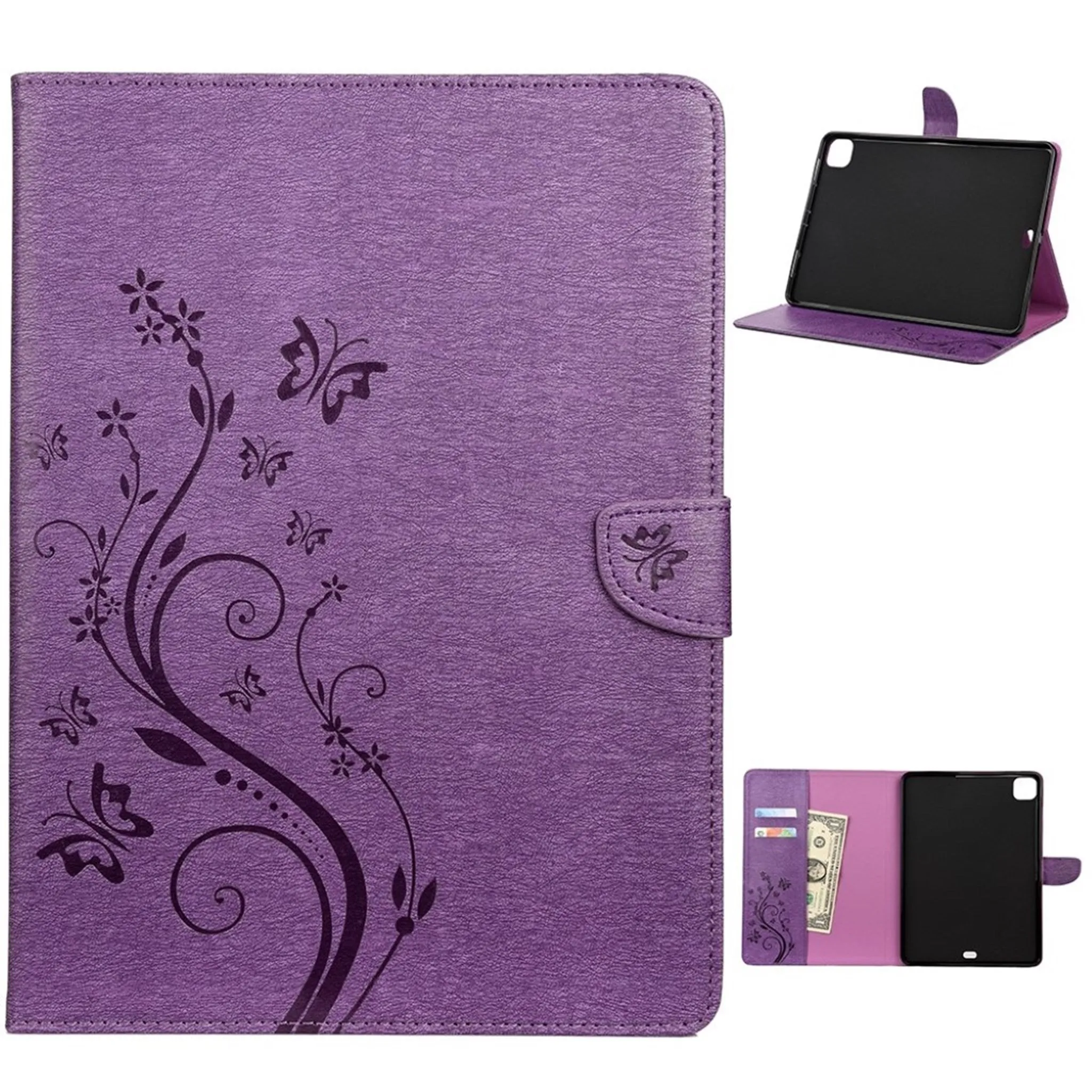 iPad Pro 11 inch (2020) butterfly imprint leather flip case - Purple