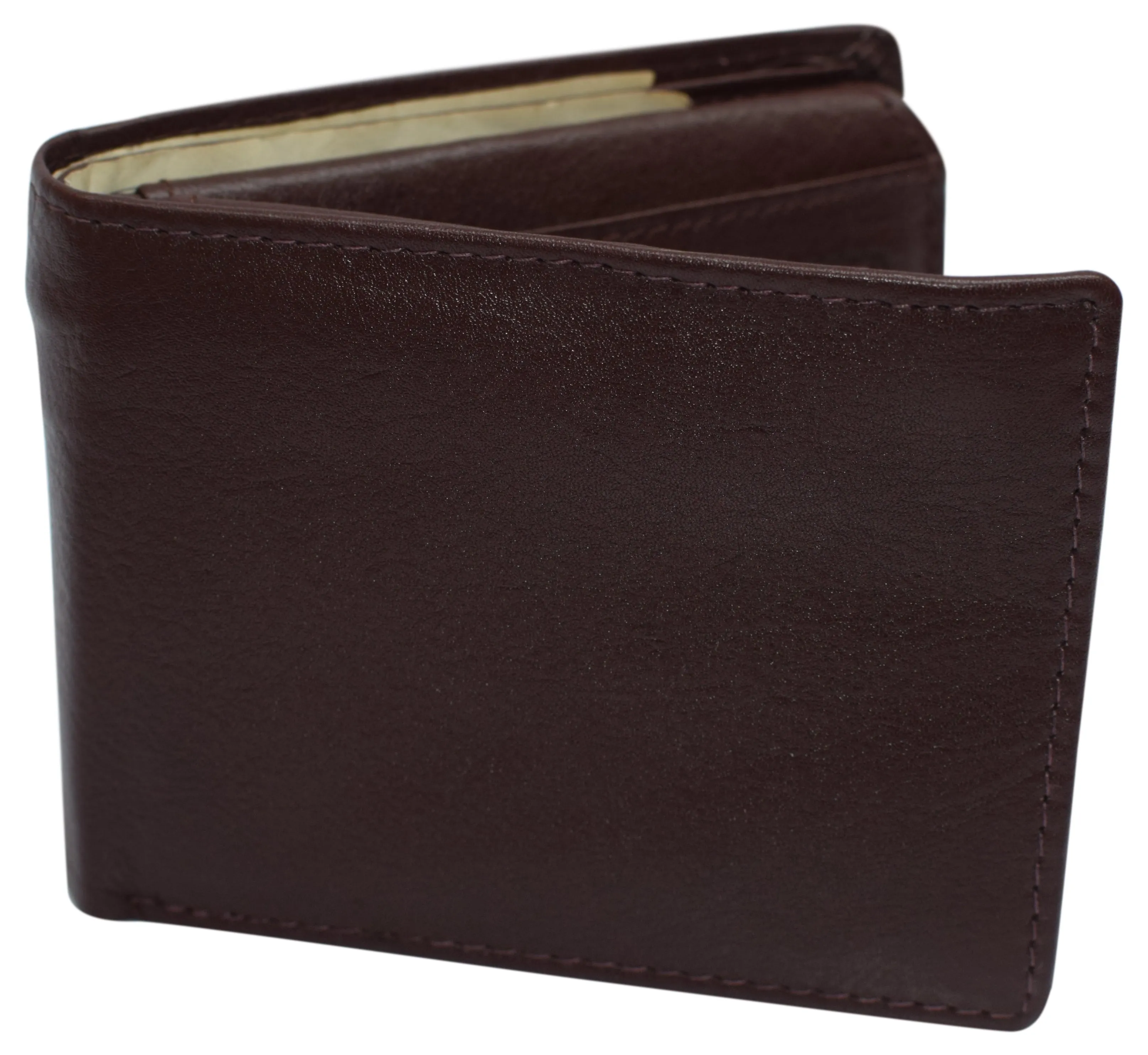 Mens Leather Multi Card Bifold with Double Flip-up 3 Id Windows RFID Blocking