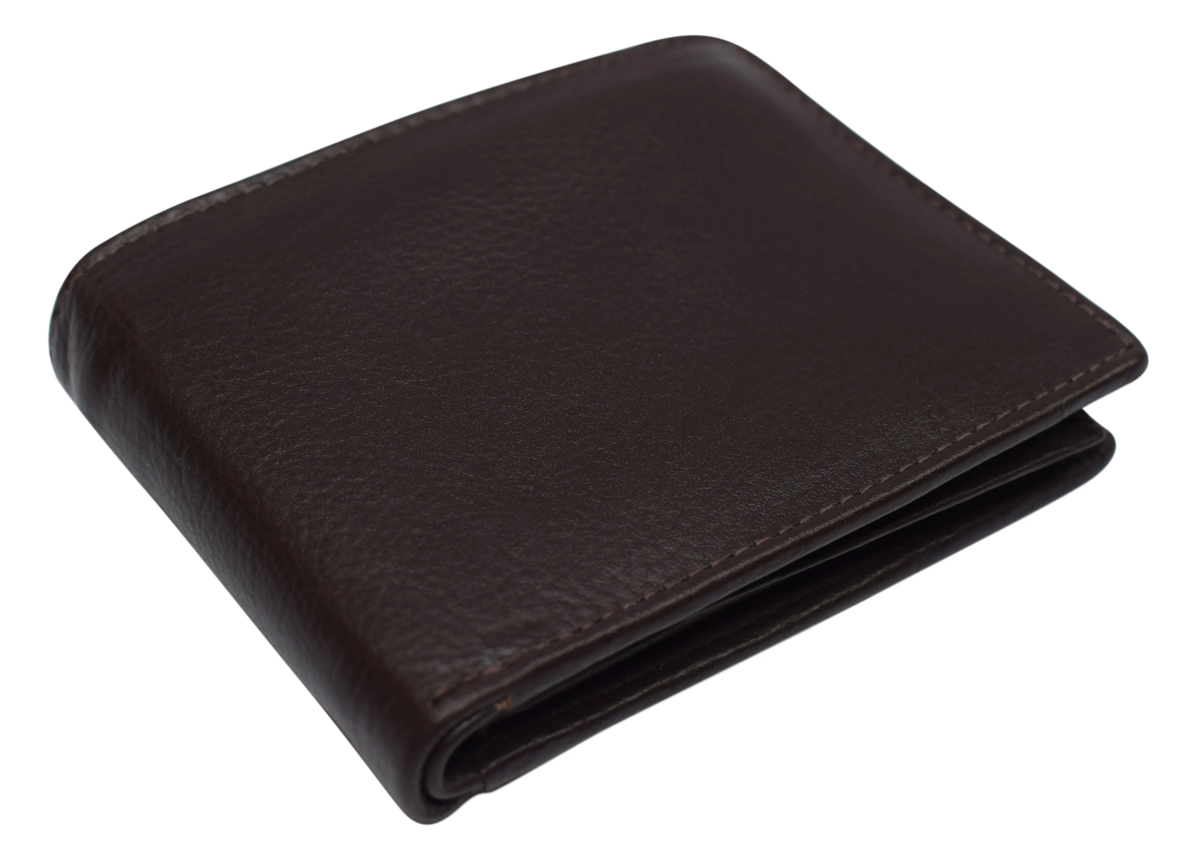 Mens Leather Multi Card Bifold with Double Flip-up 3 Id Windows RFID Blocking
