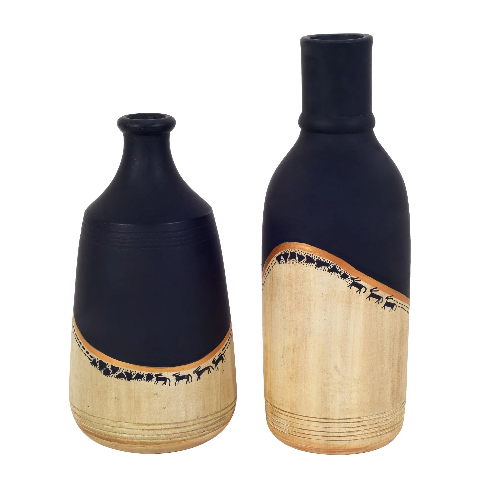 Midnight's Secret Ornate Vases (Set of 2) (4x4x8 , 3.6x3.6x9.6)