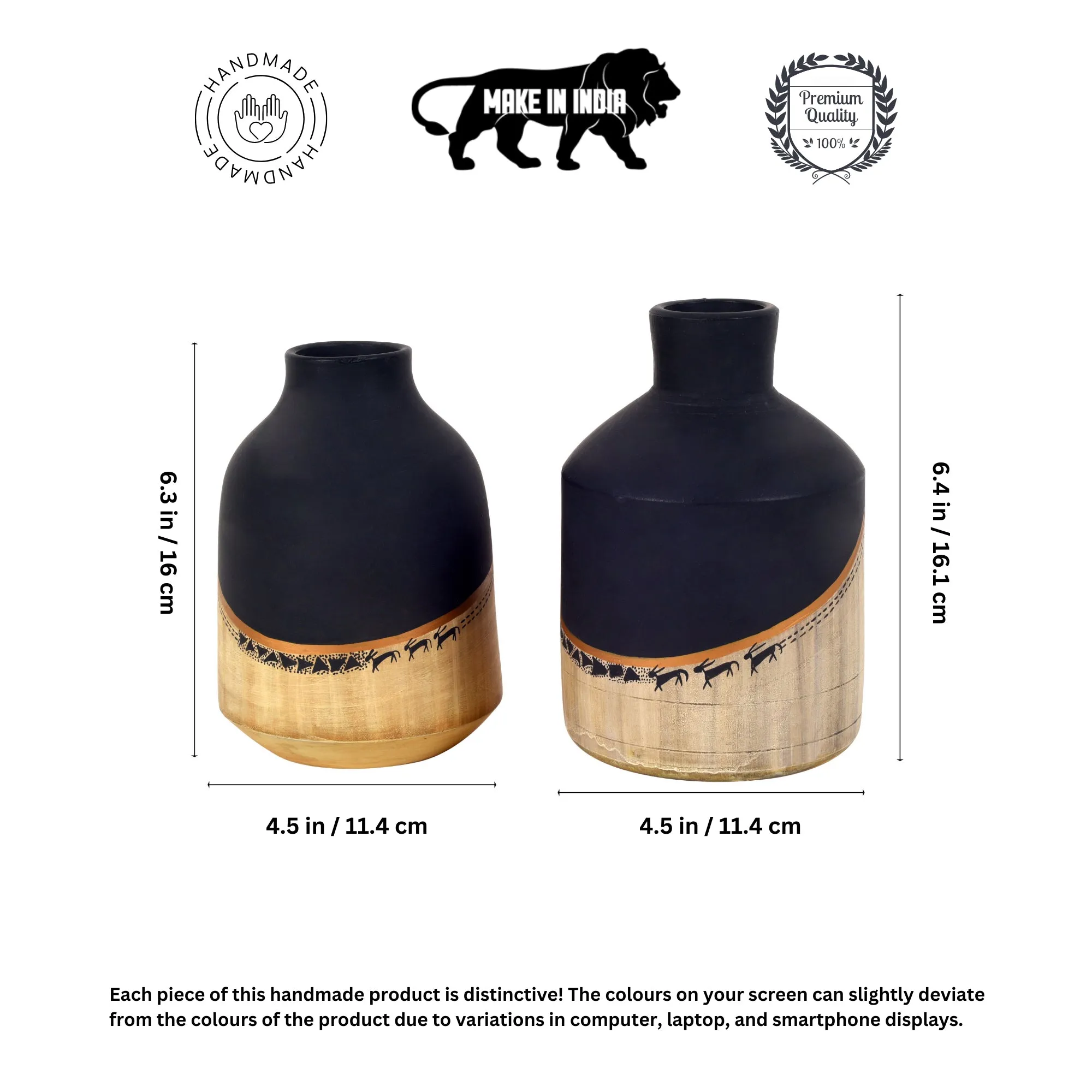 Midnight's Secret Small Ornate Vase (Set of 2) (4.5x4.5x6.3 , 4.5x4.5x6)