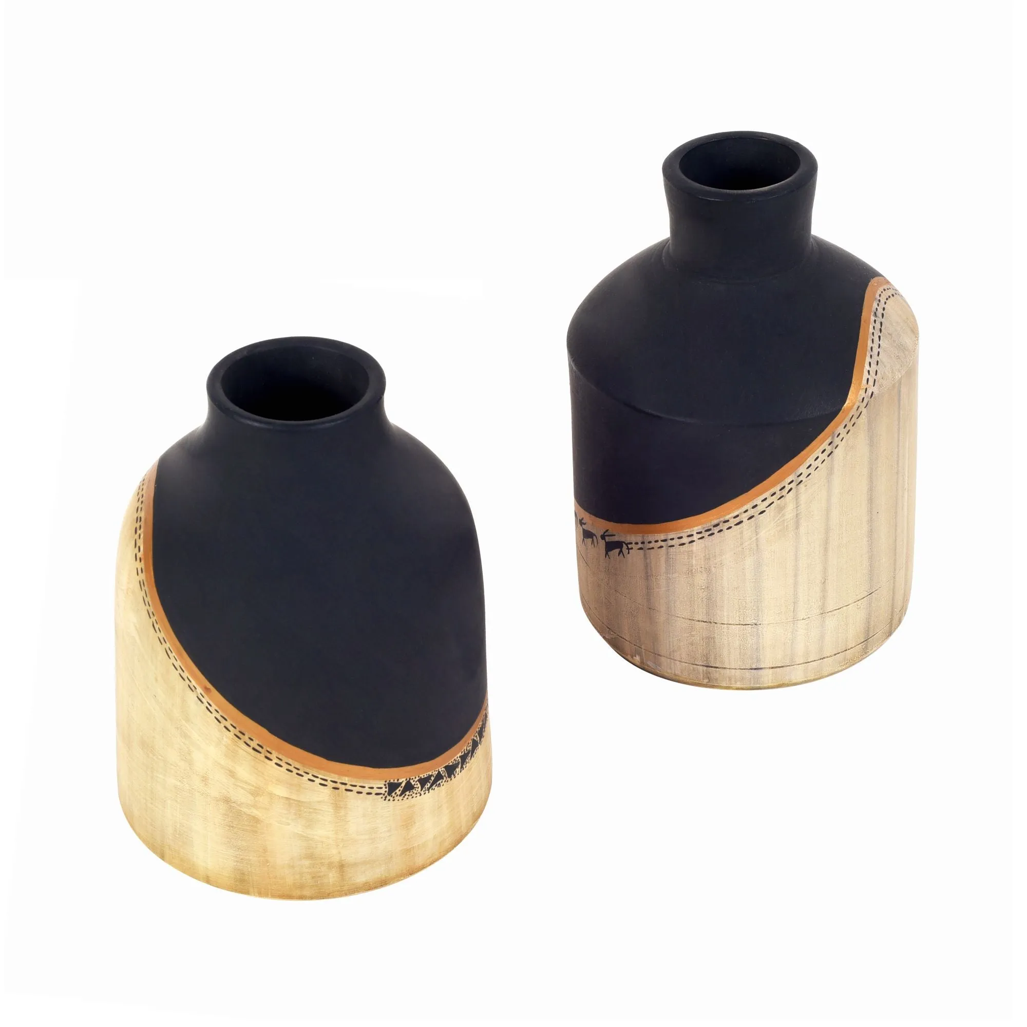 Midnight's Secret Small Ornate Vase (Set of 2) (4.5x4.5x6.3 , 4.5x4.5x6)
