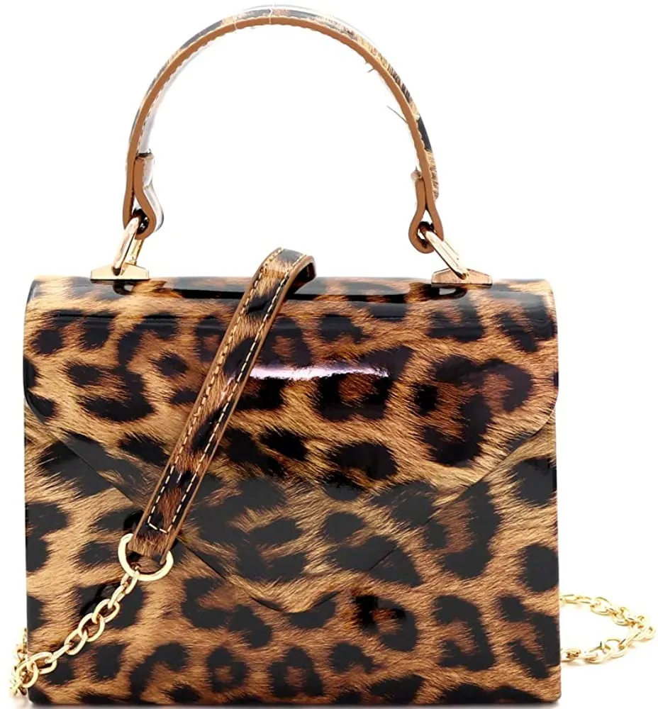 Mini Retro Glossy Crocodile Blue Box Flap leather Satchel Crossbody Handbag