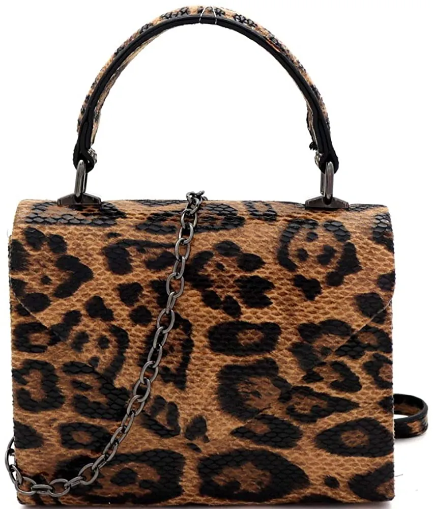 Mini Retro Glossy Crocodile Blue Box Flap leather Satchel Crossbody Handbag