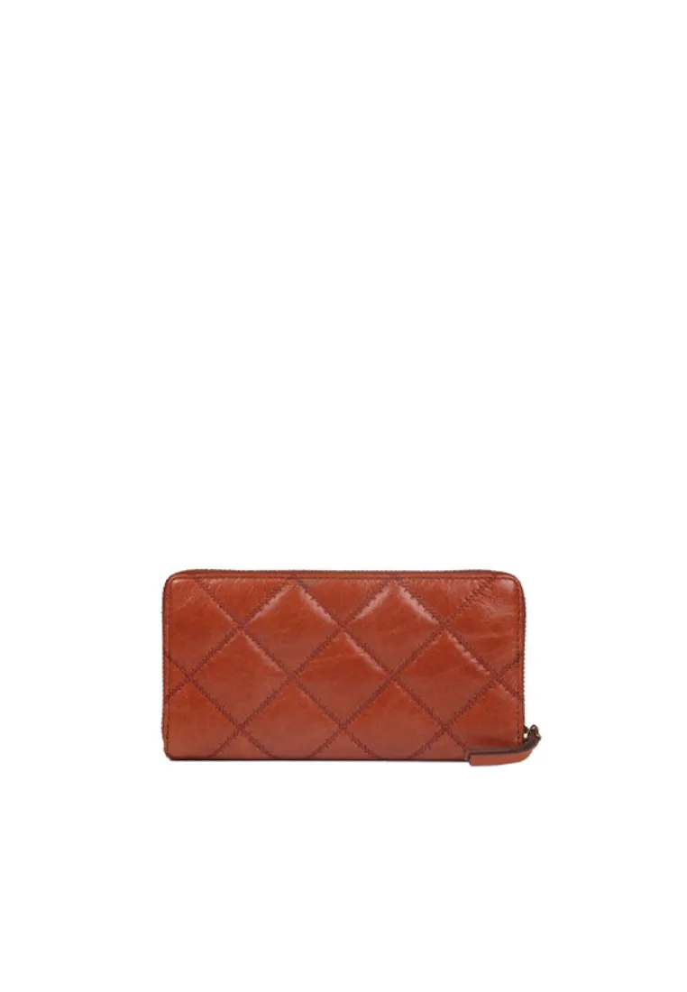 Tory Burch Willa Continental Wallet Glazed Zip In Dark Whiskey 160774