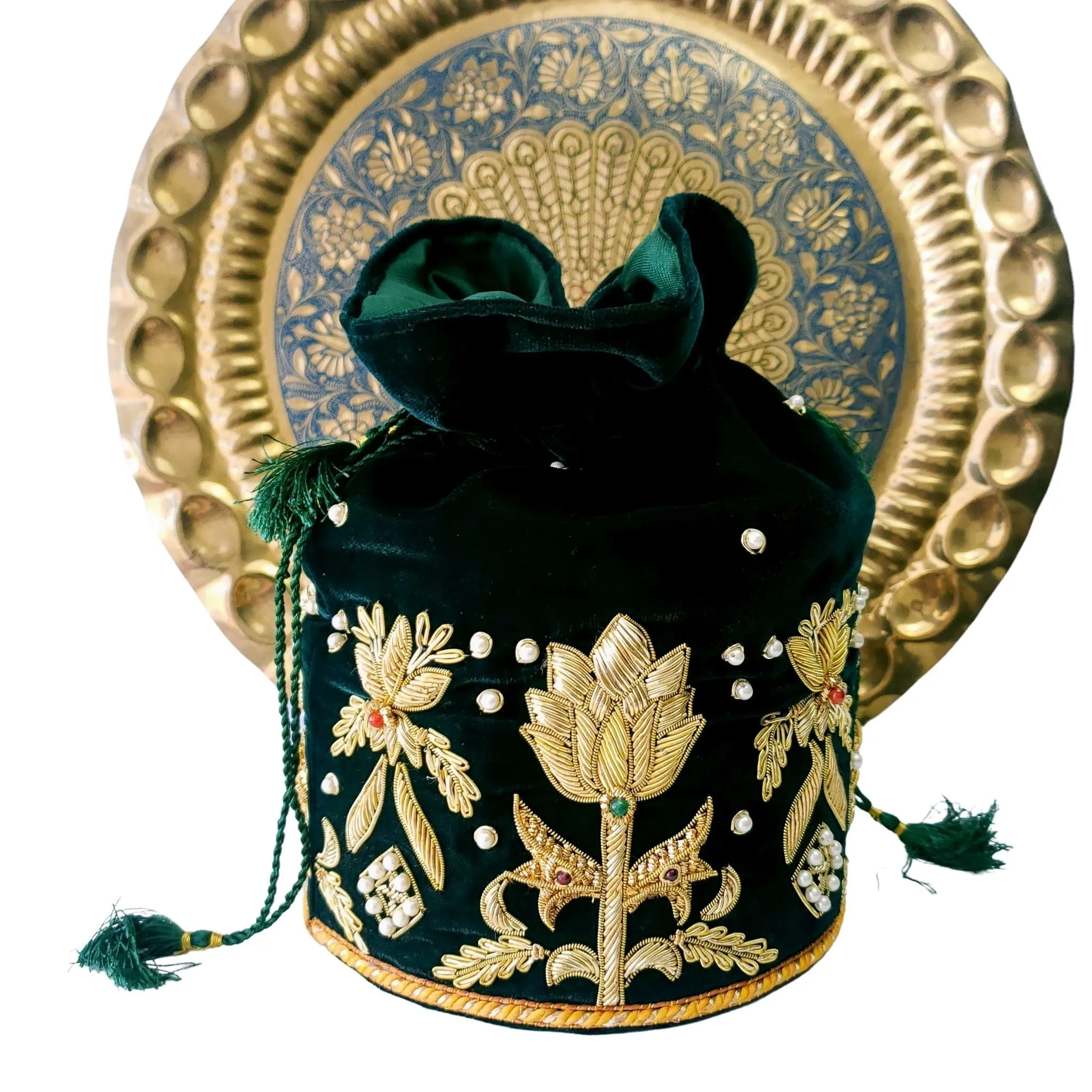 Velvet Zardozi Bucket Bag Potli Bag
